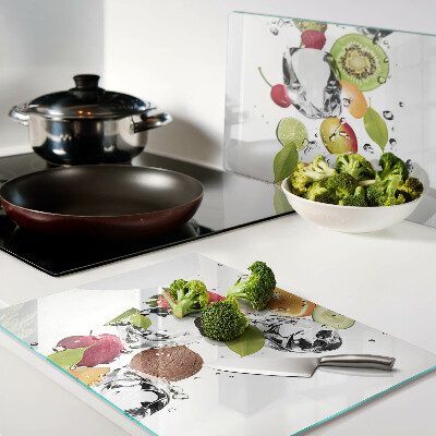 Tagliere in vetro temperato con motivo di frutta e ghiaccio