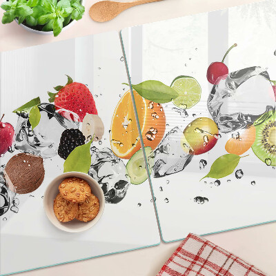 Tagliere in vetro temperato con motivo di frutta e ghiaccio
