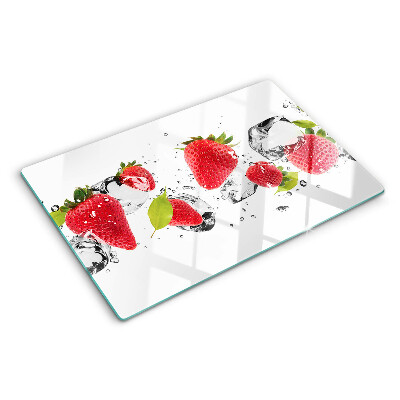 Tagliere in vetro Fragole con ghiaccio