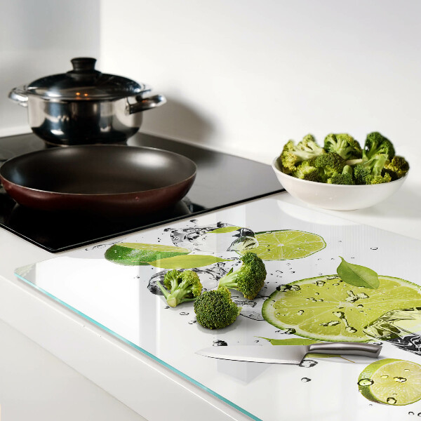 Tagliere in vetro Limoni e ghiaccio in acqua