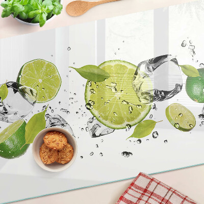 Tagliere in vetro con motivo di limoni e ghiaccio nell'acqua