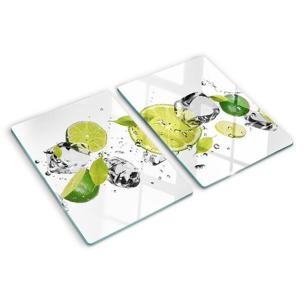 Tagliere in vetro Limoni e ghiaccio in acqua