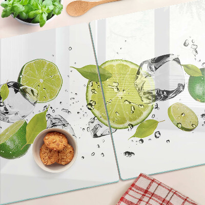 Tagliere in vetro con motivo di limoni e ghiaccio nell'acqua