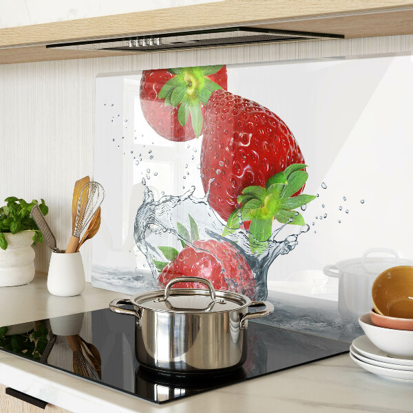 Tagliere in vetro temperato con motivo fragole immerse in acqua