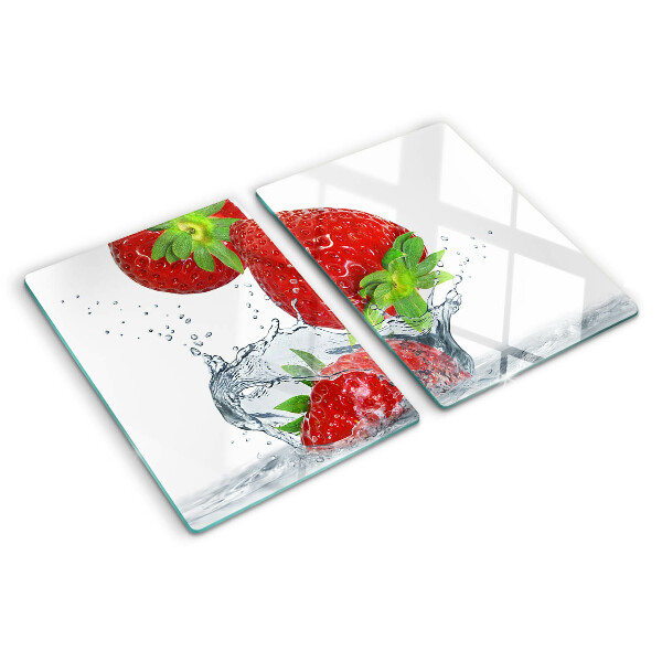 Tagliere in vetro temperato con motivo fragole immerse in acqua