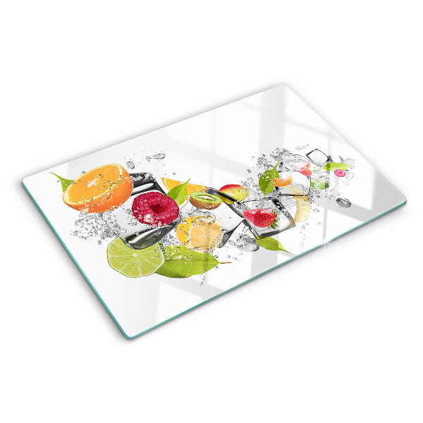 Tagliere in vetro con motivo di frutta immersa in acqua