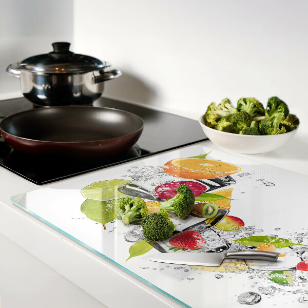 Tagliere in vetro con motivo di frutta immersa in acqua