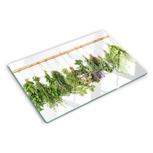 Tagliere in vetro temperato Erbe essiccate sullo spago
