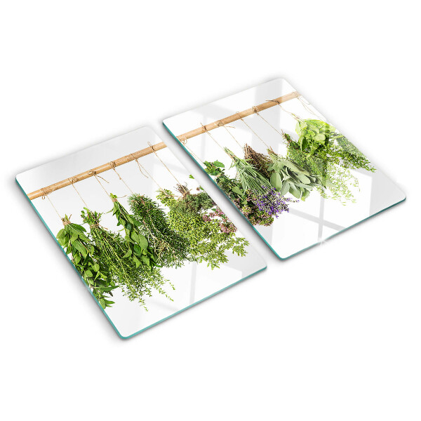 Tagliere in vetro temperato Erbe essiccate sullo spago