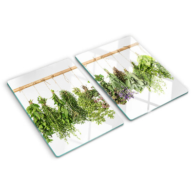Tagliere in vetro temperato Erbe essiccate sullo spago