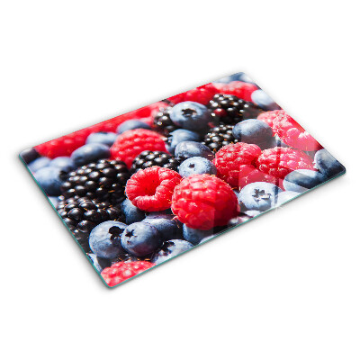 Tagliere in vetro con decorazione a tema frutti di bosco