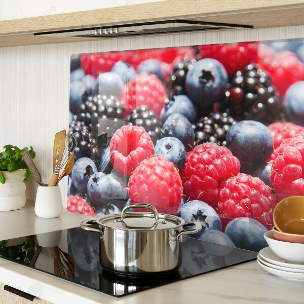 Tagliere in vetro con decorazione a tema frutti di bosco