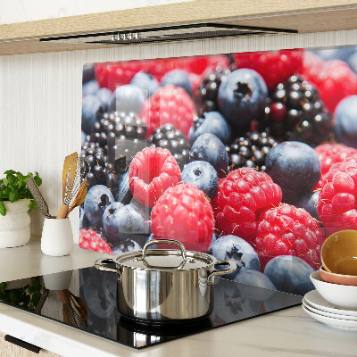 Tagliere in vetro con decorazione a tema frutti di bosco