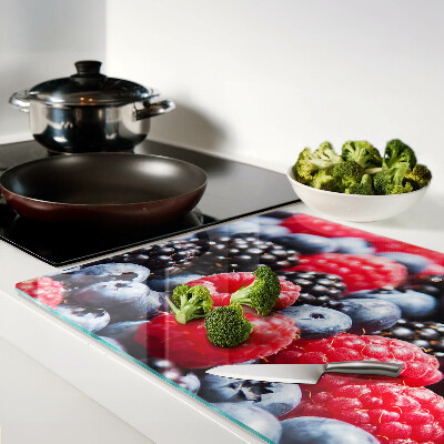 Tagliere in vetro con decorazione a tema frutti di bosco