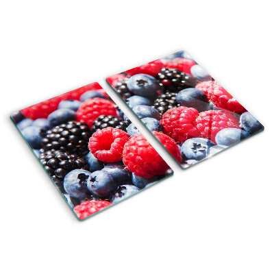 Tagliere in vetro con decorazione a tema frutti di bosco