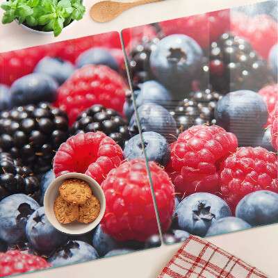 Tagliere in vetro con decorazione a tema frutti di bosco