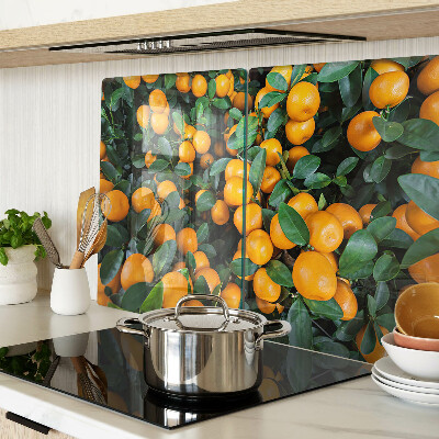 Tagliere in vetro temperato con stampa di mandarini sui rami