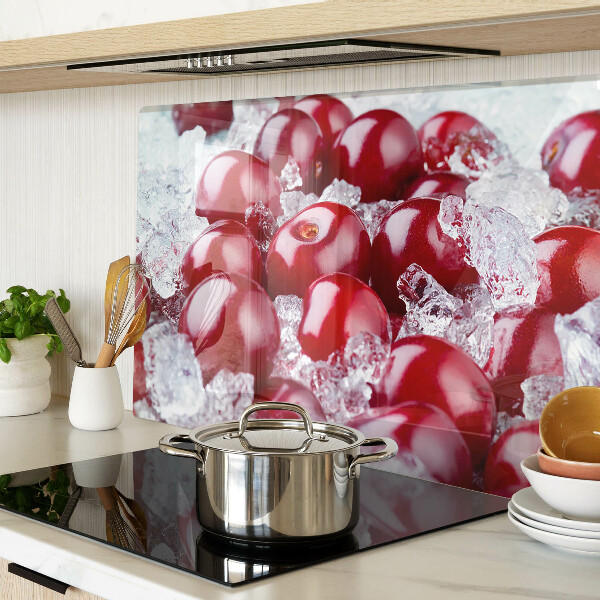 Tagliere in vetro temperato con motivo di uva rossa su ghiaccio