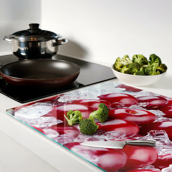 Tagliere in vetro temperato con motivo di uva rossa su ghiaccio