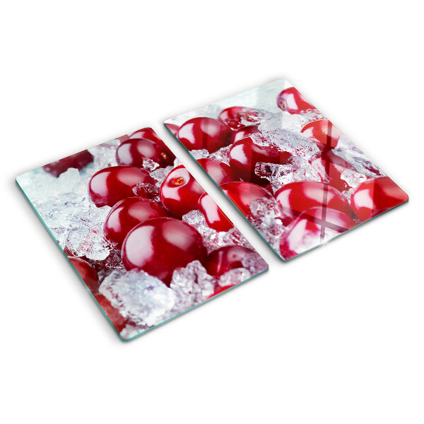 Tagliere in vetro temperato con motivo di uva rossa su ghiaccio