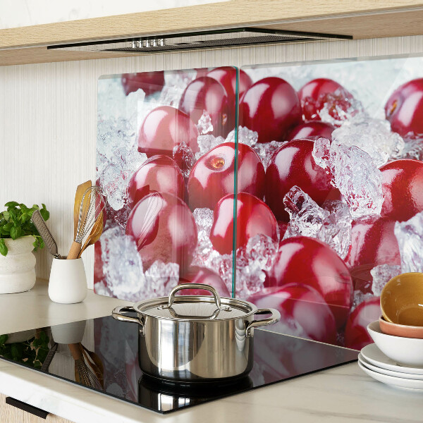 Tagliere in vetro temperato con motivo di uva rossa su ghiaccio