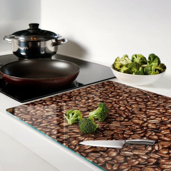Tagliere in vetro temperato con decorazione a chicchi di caffè