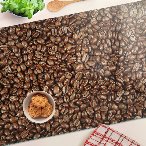 Tagliere in vetro temperato con decorazione a chicchi di caffè