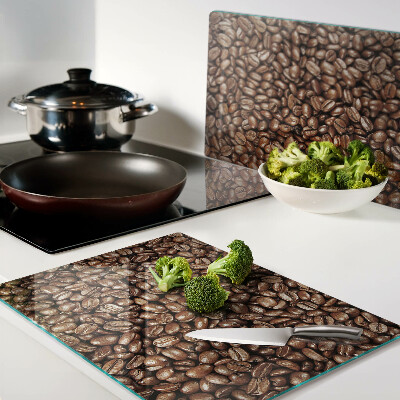 Tagliere in vetro temperato con decorazione a chicchi di caffè