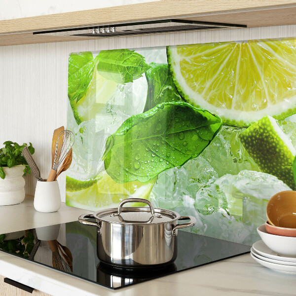 Tagliere in vetro temperato con motivo di limoni e foglie di menta