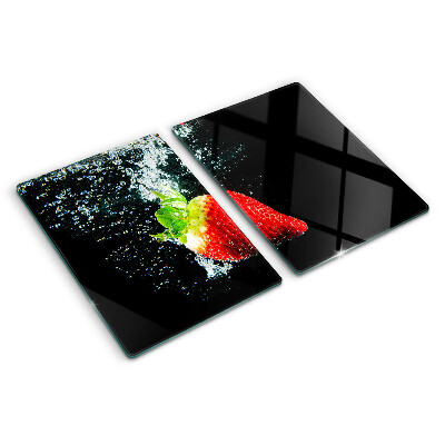 Tagliere in vetro temperato con motivo fragola immersa in acqua