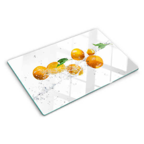 Tagliere in vetro temperato Agrumi con acqua