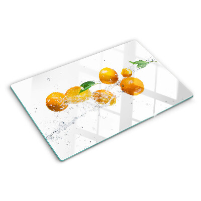 Tagliere in vetro temperato Agrumi con acqua
