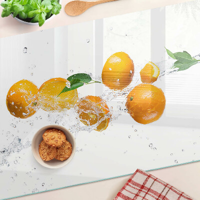 Tagliere in vetro temperato con motivo agrumi immersi in acqua