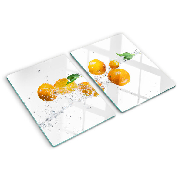Tagliere in vetro temperato Agrumi con acqua