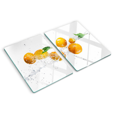 Tagliere in vetro temperato con motivo agrumi immersi in acqua