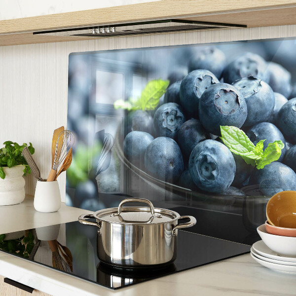 Tagliere in vetro temperato con stampa di mirtilli in una ciotola