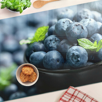 Tagliere in vetro temperato con stampa di mirtilli in una ciotola