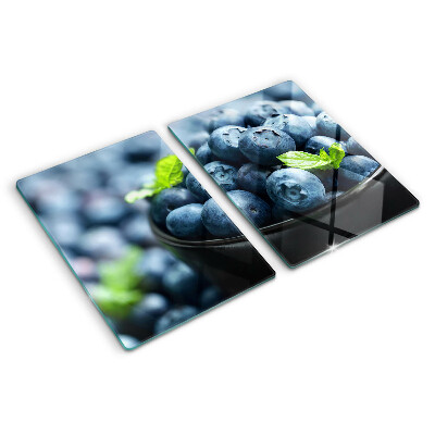 Tagliere in vetro temperato con stampa di mirtilli in una ciotola
