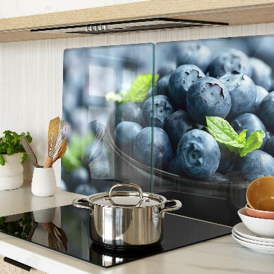 Tagliere in vetro temperato con stampa di mirtilli in una ciotola