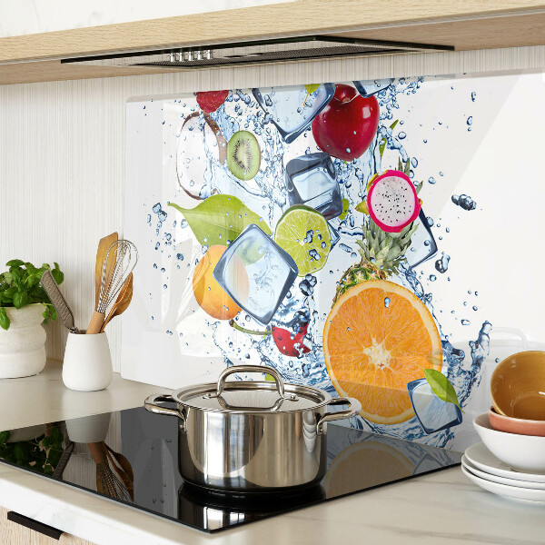 Tagliere in vetro temperato con motivo a frutta e adatto al contatto con il ghiaccio