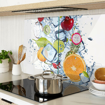 Tagliere in vetro temperato con motivo a frutta e adatto al contatto con il ghiaccio