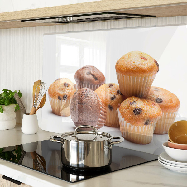Tagliere in vetro temperato con decoro a muffin al cioccolato e vaniglia