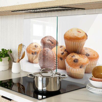 Tagliere in vetro temperato con decoro a muffin al cioccolato e vaniglia
