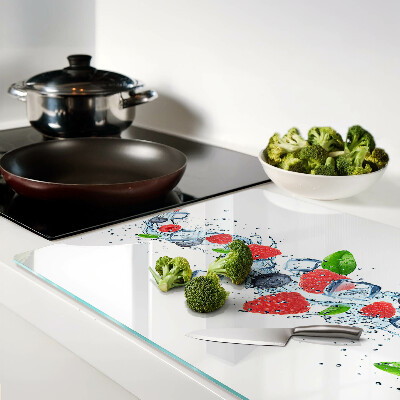 Tagliere in vetro temperato con motivo floreale e bacche