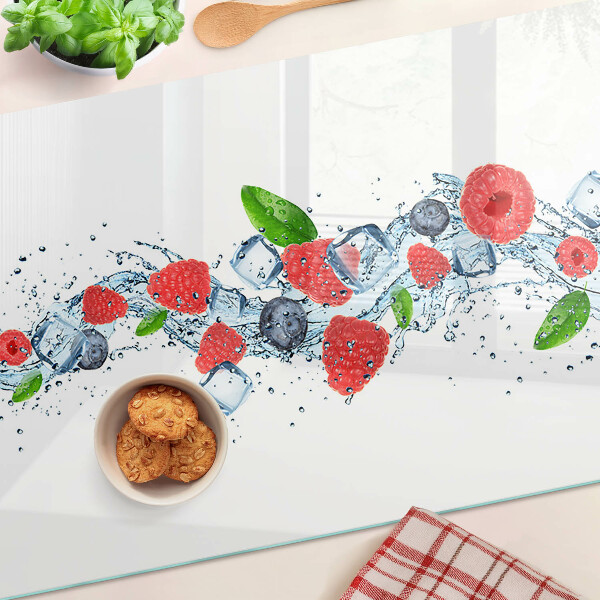 Tagliere in vetro temperato con motivo floreale e bacche