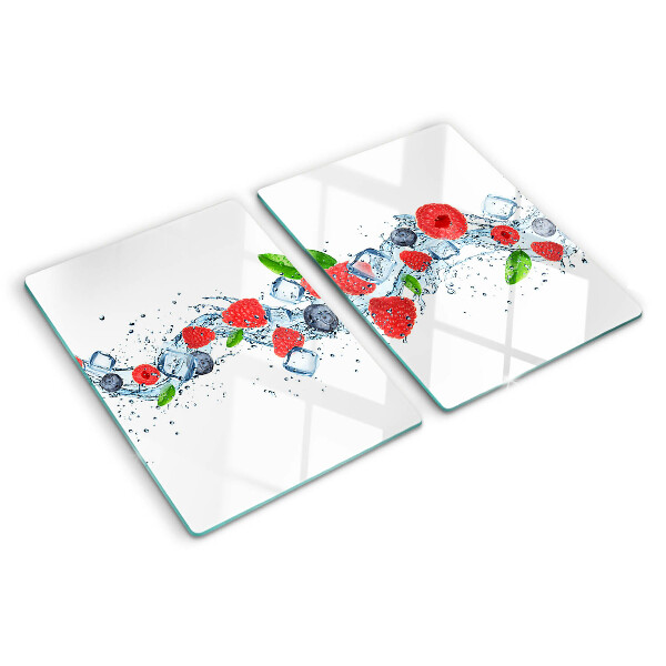 Tagliere in vetro temperato con motivo floreale e bacche