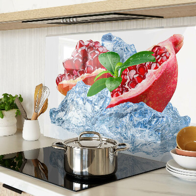 Tagliere in vetro temperato con motivo melograno e effetto ghiaccio