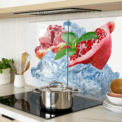 Tagliere in vetro temperato con motivo melograno e effetto ghiaccio