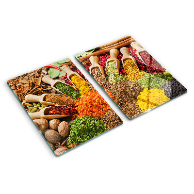 Tagliere in vetro con motivo di spezie ed erbe