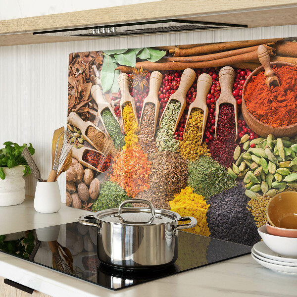 Tagliere in vetro temperato con motivi di spezie ed erbe